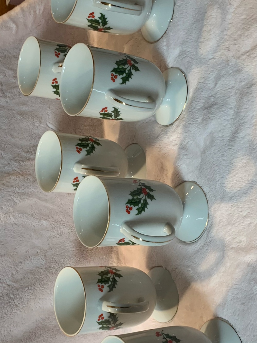 Vintage Porcelain Holly Footed Mug - Made in Japan